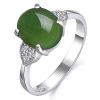 Lux-women-925银镶嵌天然优质碧玉女戒-灵动(权威珠宝鉴定证书)