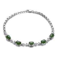 Lux-women-925银镶嵌天然优质碧玉手链-华丽(权威珠宝鉴定证书)