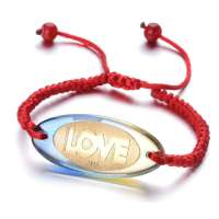 Lux-women-五彩绚丽琉璃镶嵌千足金箔手链-LOVE