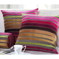 博洋家纺调色人生条纹植绒靠芯/玫红色圆柱