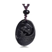 Lux-women-冰种黑曜石吊坠-平步青云