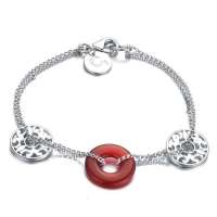 Lux-women-中国红系列天然5A级红玛瑙手链-祥云抱福