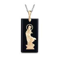 龙之昱-18K金镶和田玉吊坠-观音护身护财