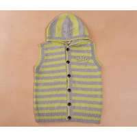 蒜头蛋挞全棉V领开衫背心D1014(绿)110#