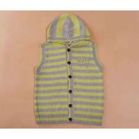 蒜头蛋挞全棉V领开衫背心D1014(绿)120#