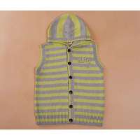 蒜头蛋挞全棉V领开衫背心D1014(绿)130#