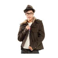 GOODFUTURE毛领帆布短款黑灰色52GF-M002-0006-52XL