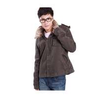 GOODFUTURE毛领帆布短款茄克咖啡色52GF-M002-0003-52XL