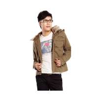 GOODFUTURE毛领帆布短款茄克卡其色52GF-M002-0009-52 XL