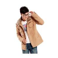 GOODFUTURE毛领帆布中款茄克带帽款卡其色58GF-M002-0007-58 4XL