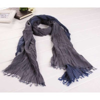 SKT全棉色织围巾YD02(咖/深蓝)