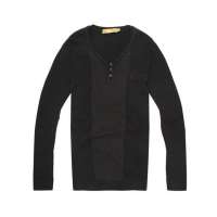 澳洋纯竖纹V领羊毛衫12-Y30006(黑色/L)