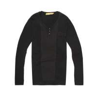 澳洋纯竖纹V领羊毛衫12-Y30006(黑色/XL)