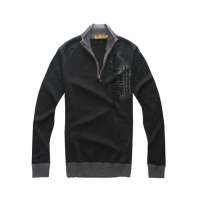 澳洋纯印花拉链立领羊毛衫B005(墨绿/XL)