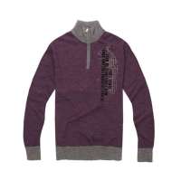 澳洋纯印花拉链立领羊毛衫B005(紫色/M)