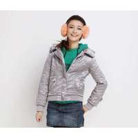 唐狮 女侧面车菱形格棉衣11042106211520402银灰(XS)