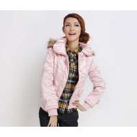 唐狮 女侧面车菱形格棉衣11042106211540103蜜粉(S)