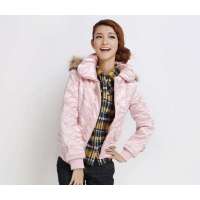唐狮 女侧面车菱形格棉衣11042106211540104蜜粉(M)