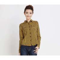 唐狮 女格子加绒长袖衬衫(下单款)11142101540330904桔黄(M)