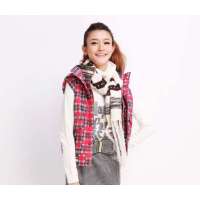 唐狮 女立领格子立领马甲棉衣1074010011403桃红(S)