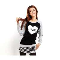 唐狮 女贴布绣圆领套头卫衣(下单款)11142103140190103黑色(S)