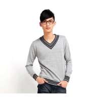 唐狮 男V领套素色毛衫(下单款)11141104340102907浅麻灰(XXL)