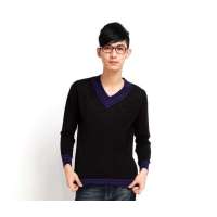 唐狮 男V领套素色毛衫(下单款)11141104340190103黑色(S)