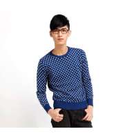 唐狮 男圆领圆点提花毛衫情侣款(下单款)11141104342661406夜蓝(XL)