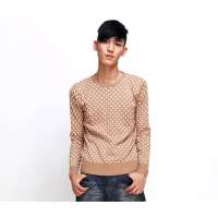 唐狮 男圆领圆点提花毛衫情侣款(下单款)11141104342680307杏色(XXL)