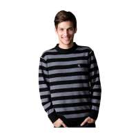 POLO VILLAE男士黑色圆领条纹羊毛衫APCW42390(50)