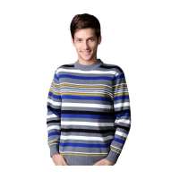 POLO VILLAE男士灰白圆领条纹羊毛衫APCW42650(50)