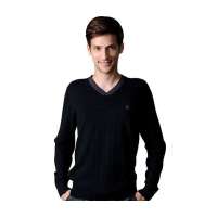 POLO VILLAE男士深灰V领羊毛衫APCW44955(48)