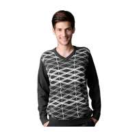 POLO VILLAE男士深灰色V领羊毛衫APCW45755(52)