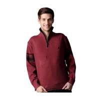 POLO VILLAE男士铁锈红拉链立领羊毛衫APCW42023(48)