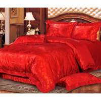 红富士 SFN-8 珍品提花婚庆四件套 情彩巴厘大红