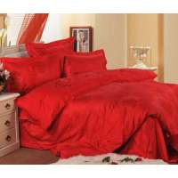 红富士 SFN-8 珍品提花婚庆四件套 艳阳花开大红