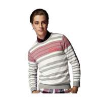 OLOMO欧莱诺精致粗细条纹毛衫玫灰(男XL)111710032352