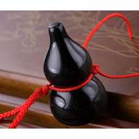 悦人天然黑曜石葫芦吊坠