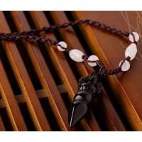 悦人天然黑曜石降魔杵吊坠