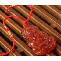 悦人天然红玛瑙观音吊坠