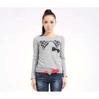 风笛冬装圆点蝴蝶结小衫灰色04141(M)