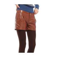 婉甸低腰翻边仿皮短裤咖色1104040700(M)