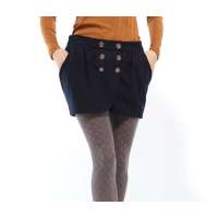 婉甸双排扣花苞羊毛呢短裙蓝色1104042501(M)