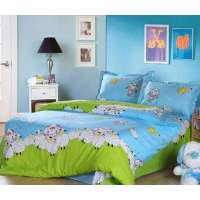 博洋宝贝印花床单三件套-快乐天使-蓝1.2米床