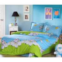 博洋宝贝印花床单四件套-快乐天使-蓝1.5米床