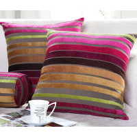 博洋家纺调色人生条纹植绒靠芯/玫红色