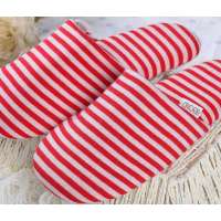 博洋家纺时尚条纹针织拖鞋(红白色)38码