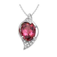 卓思华18K金镶碧玺钻石吊坠-红色情缘