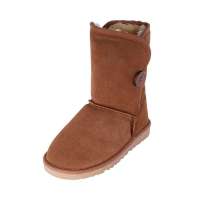 皮尔世绅防水磨砂牛皮雪地鞋中筒雪地靴女靴子8853栗色(35)