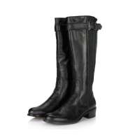 智鹰牛皮长筒靴子AS9E56109M(黑色240)